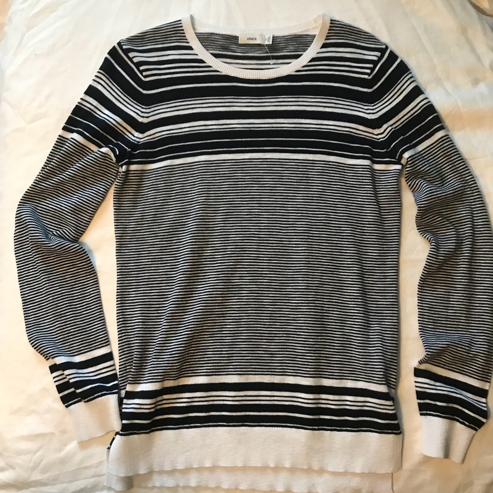 New Vince graphic stripe cotton sweater XS